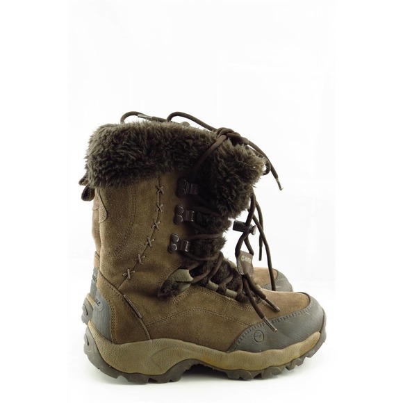 Hi-Tec Boot Sz 8 M Snow Boot Round Toe Brown Leather Women - Picture 4 of 7